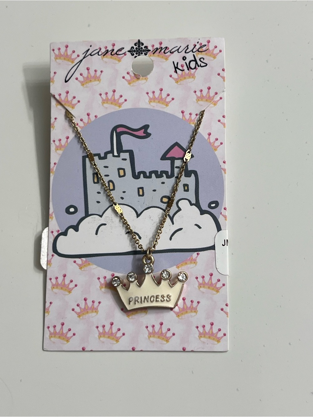 Jane Marie Kids Gold Princess Crown Necklace with Pink Accent
